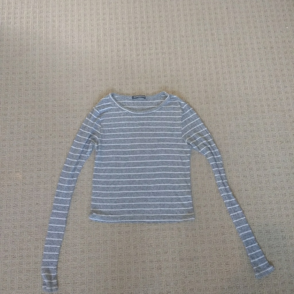 Striped white and grey sleeved shirt